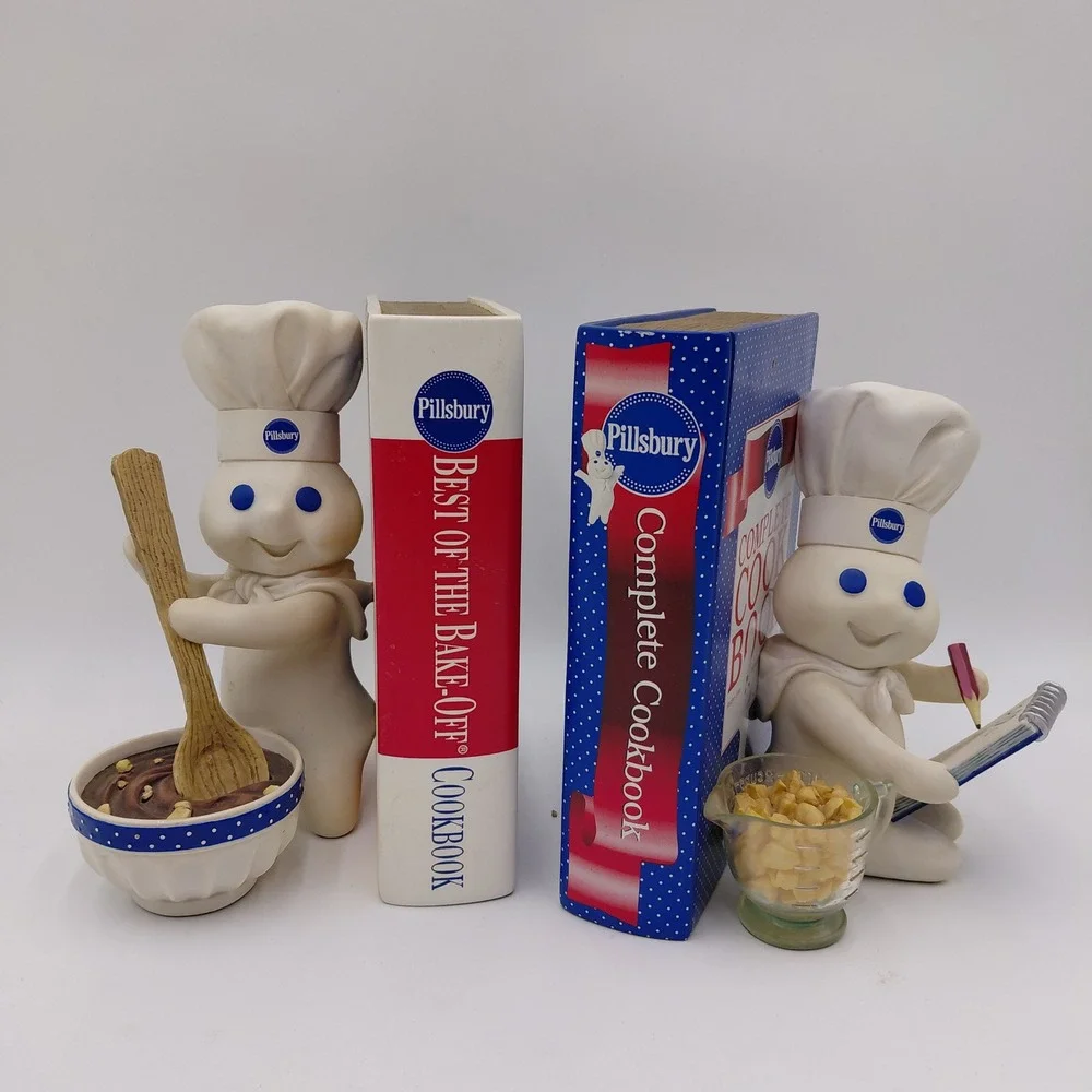 Vtg Pillsbury Doughboy Danbury Mint Bookends Set Poppin Fresh Kitchen Decor